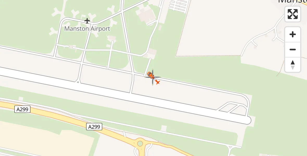 Flight path map showing Coastguard Helicopter route from Manston Airport to Manston Airport