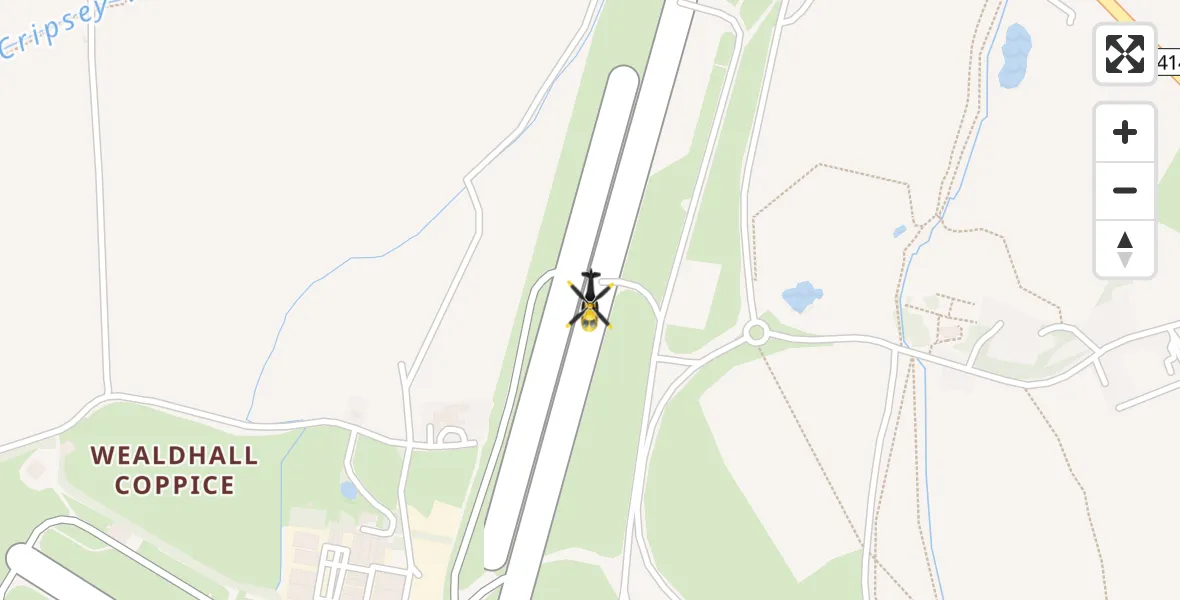 Flight path map showing Police Helicopter route from North Weald Airfield to North Weald Airfield