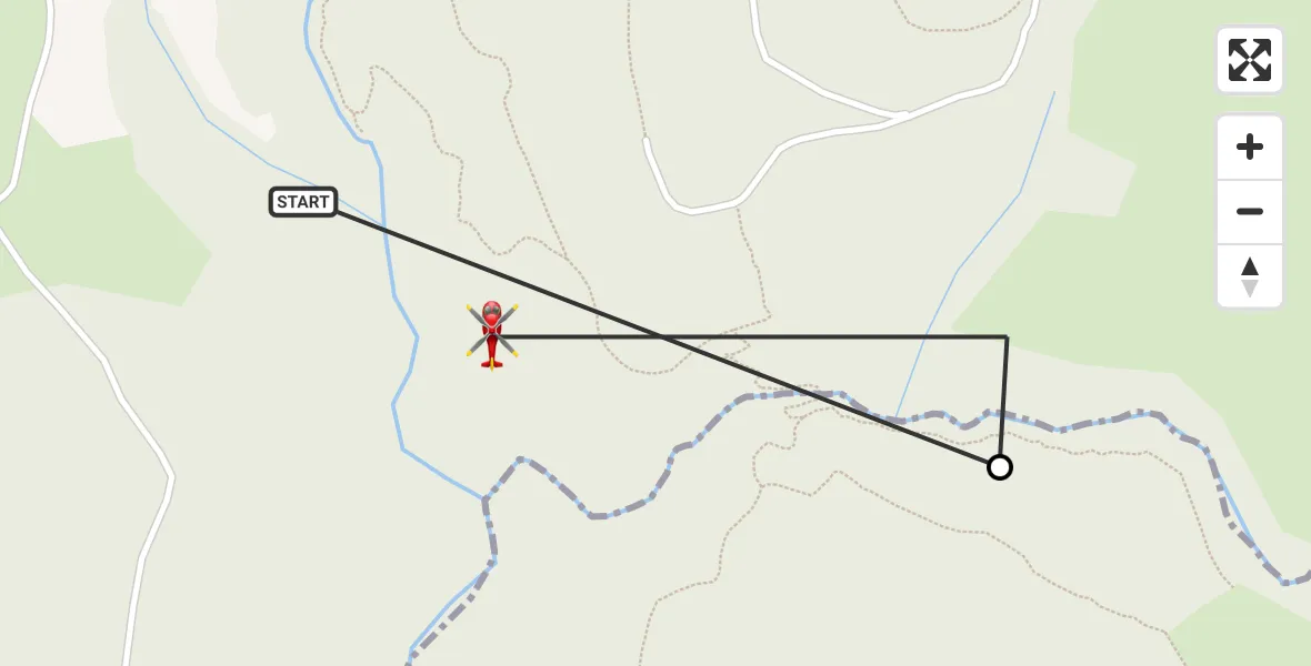 Flight path map showing Air Ambulance Helicopter route from Powys to Powys
