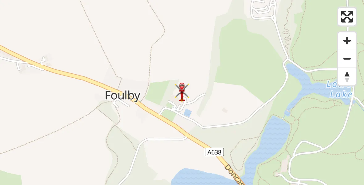 Flight path map showing Air Ambulance Helicopter route from YAA Nostell Helicopter Port to YAA Nostell Helicopter Port