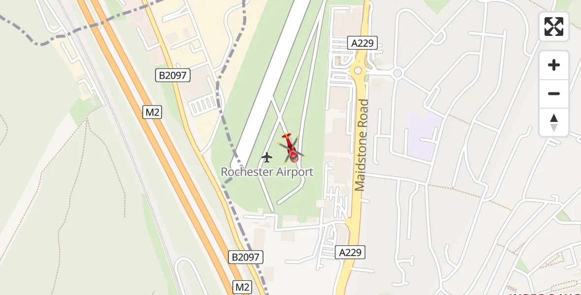 Flight path map showing Air Ambulance Helicopter route from Rochester Airport to Rochester Airport