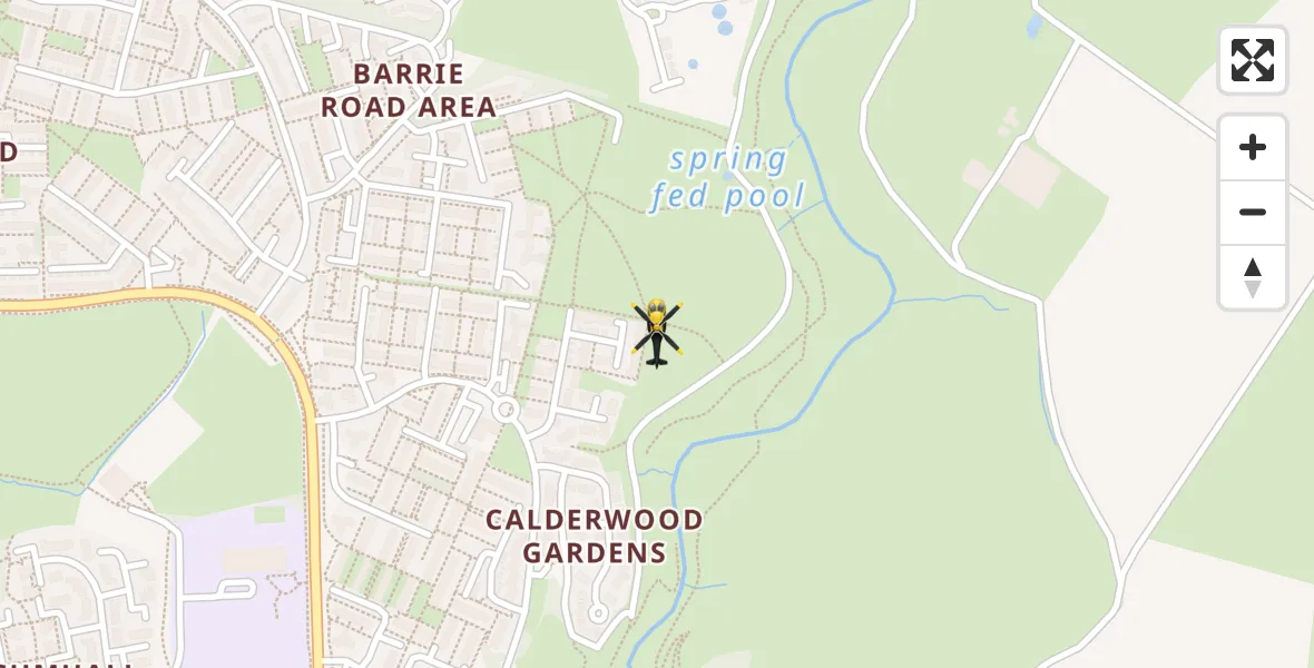 Flight path map showing Police Helicopter route from East Kilbride to East Kilbride
