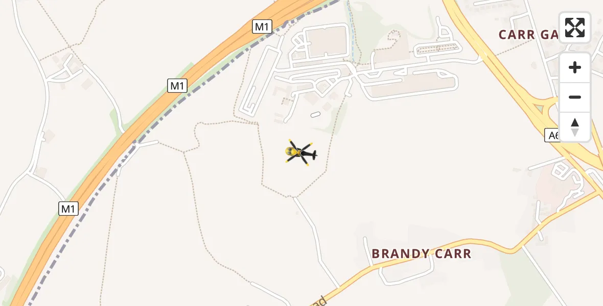 Flight path map showing Police Helicopter route from East Ardsley to East Ardsley