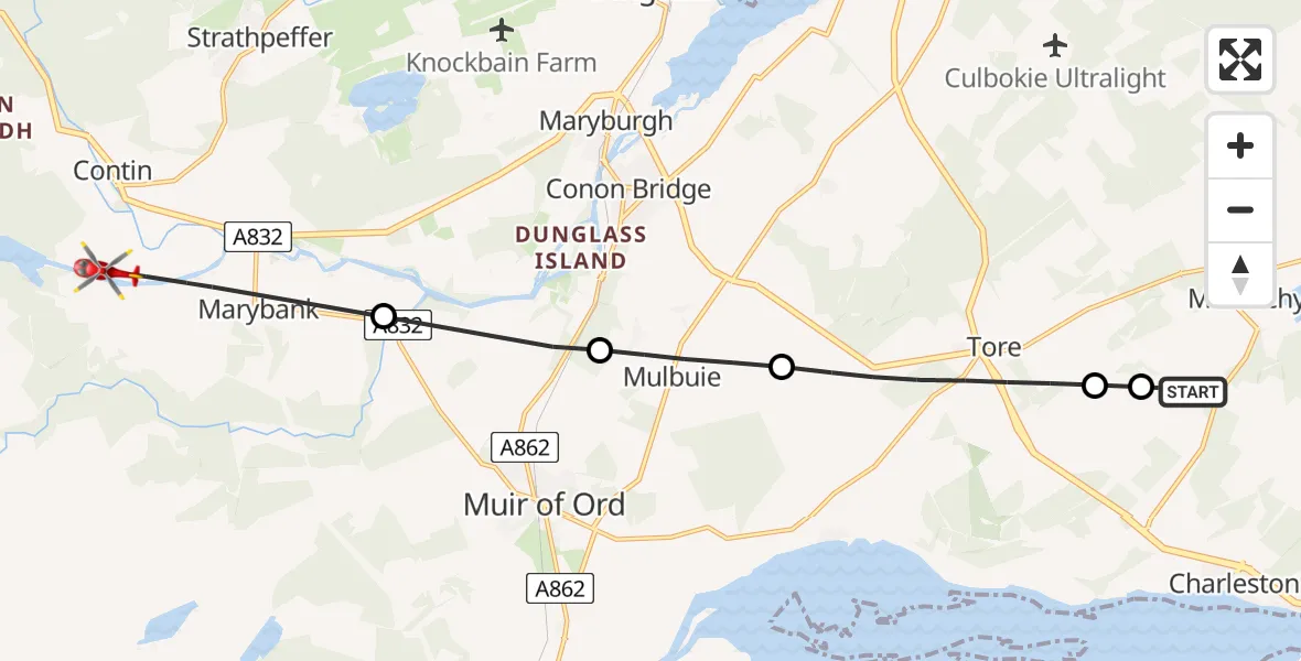 Routekaart van de vlucht: Air Ambulance Helicopter to Marybank, Achonochie Road