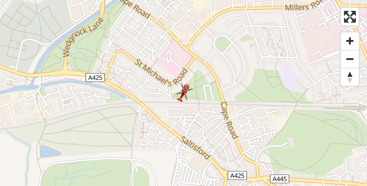 Routekaart van de vlucht: Air Ambulance Helicopter to Hampton Magna