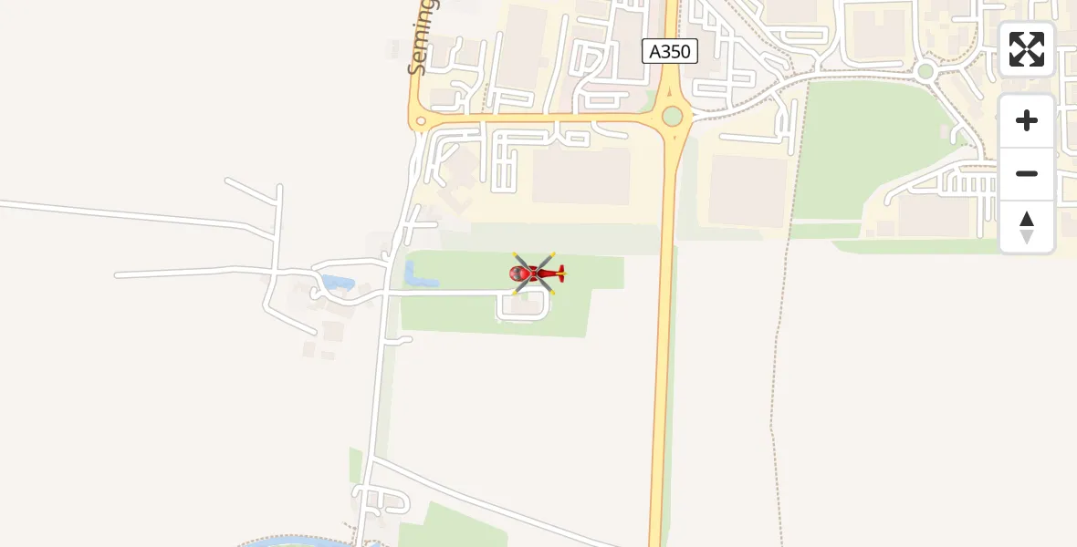 Flight path map showing Air Ambulance Helicopter route from Wiltshire Air Ambulance to Wiltshire Air Ambulance