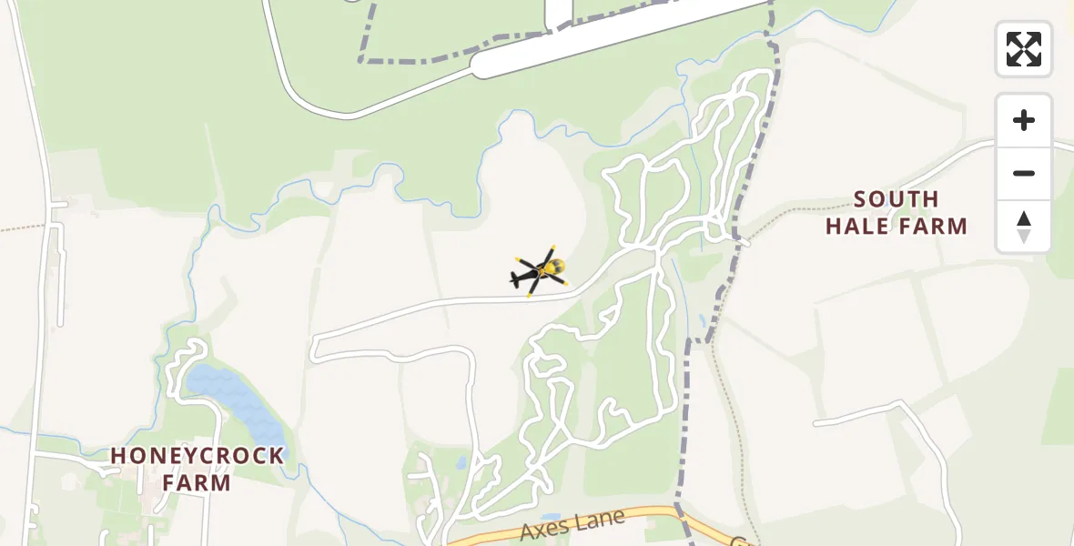 Flight path map showing Police Helicopter route from Redhill Aerodrome to Redhill Aerodrome
