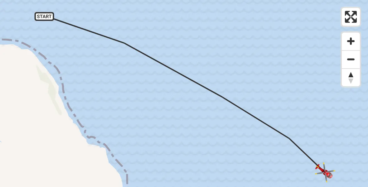Flight path map showing Air Ambulance Helicopter route from Inner Seas to Inner Seas