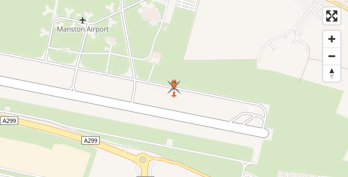 Flight path map showing Coastguard Helicopter route from Manston Airport to Manston Airport