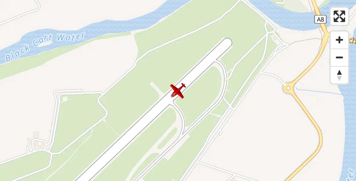 Flight path map showing Air Ambulance Aircraft route from Glasgow Airport to Glasgow Airport