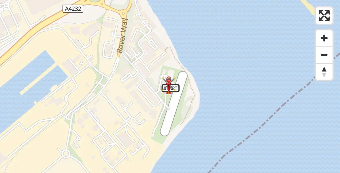 Flight path map showing Air Ambulance Helicopter route from Cardiff Heliport to Cardiff Heliport