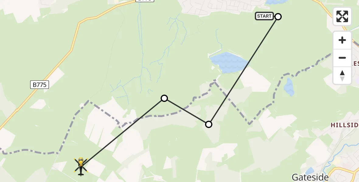 Flight path map showing Police Helicopter route from Glenfield Grange to Neilston