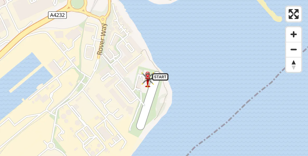 Flight path map showing Air Ambulance Helicopter route from Cardiff Heliport to Cardiff Heliport