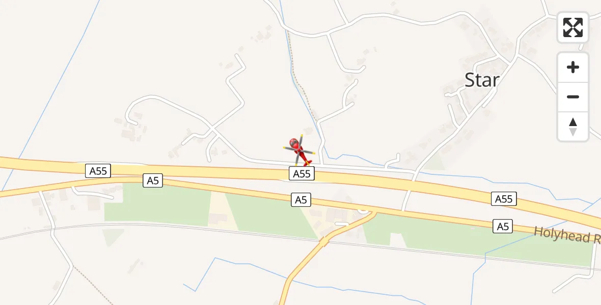 Flight path map showing Air Ambulance Helicopter route from Star to Star