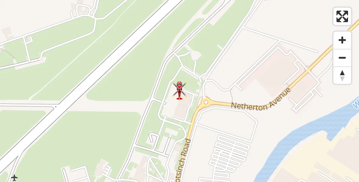Flight path map showing Air Ambulance Helicopter route from Glasgow Airport to Glasgow Airport
