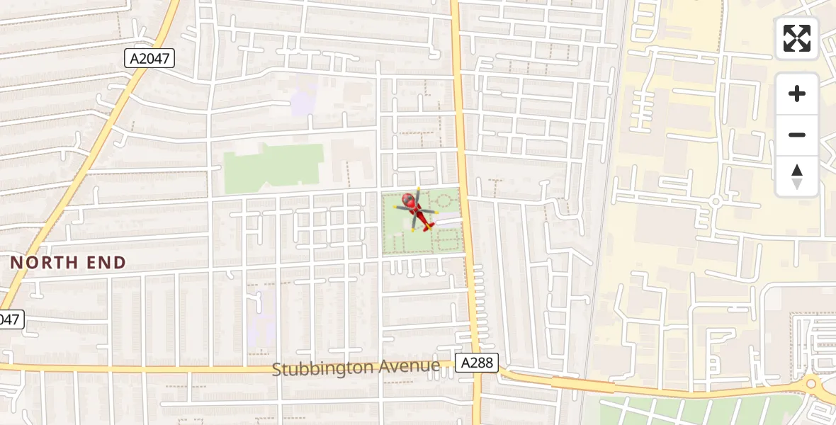 Flight path map showing Air Ambulance Helicopter route from Tipner to Tipner