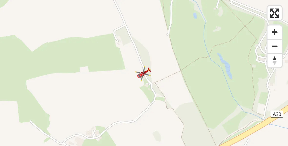 Flight path map showing Air Ambulance Helicopter route from Rockbeare to Rockbeare