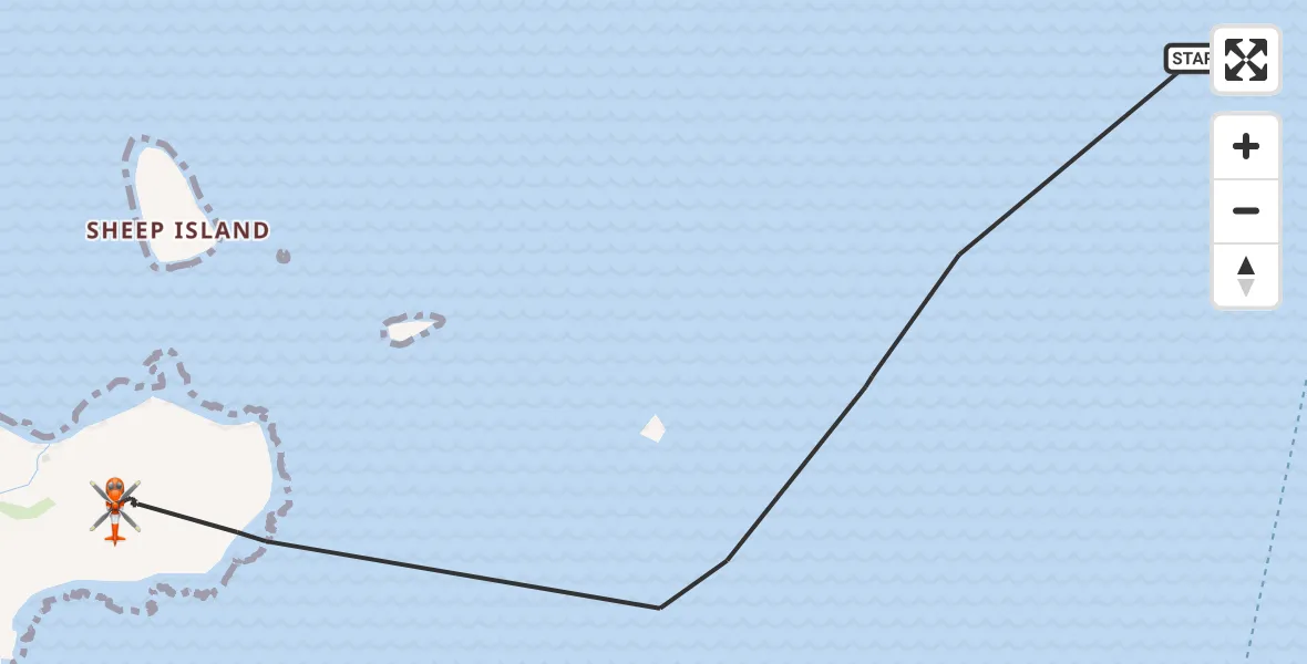 Flight path map showing Coastguard Helicopter route from Inner Seas to Inner Seas