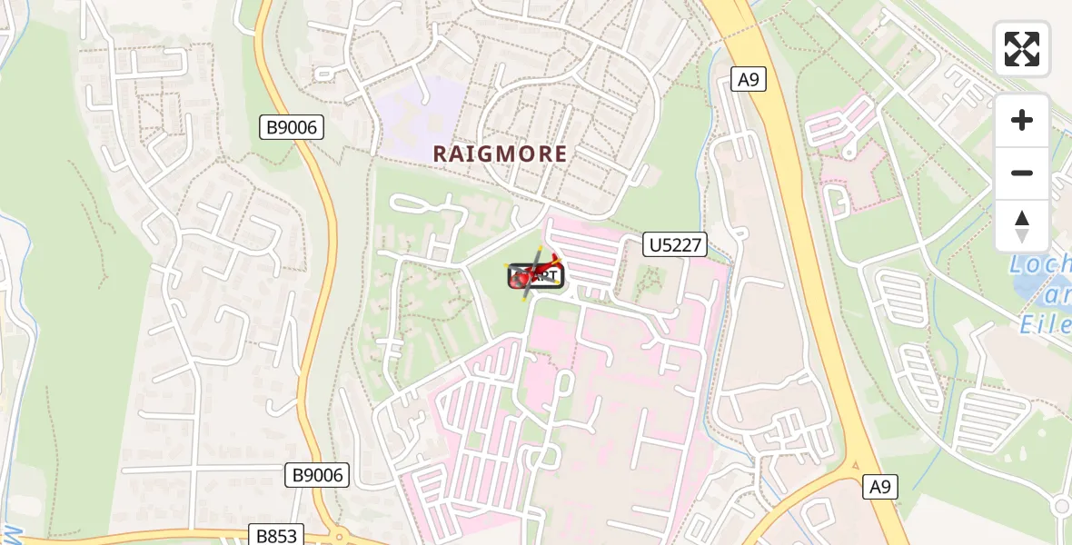 Routekaart van de vlucht: Air Ambulance Helicopter to Inverness, Raigmore Gardens