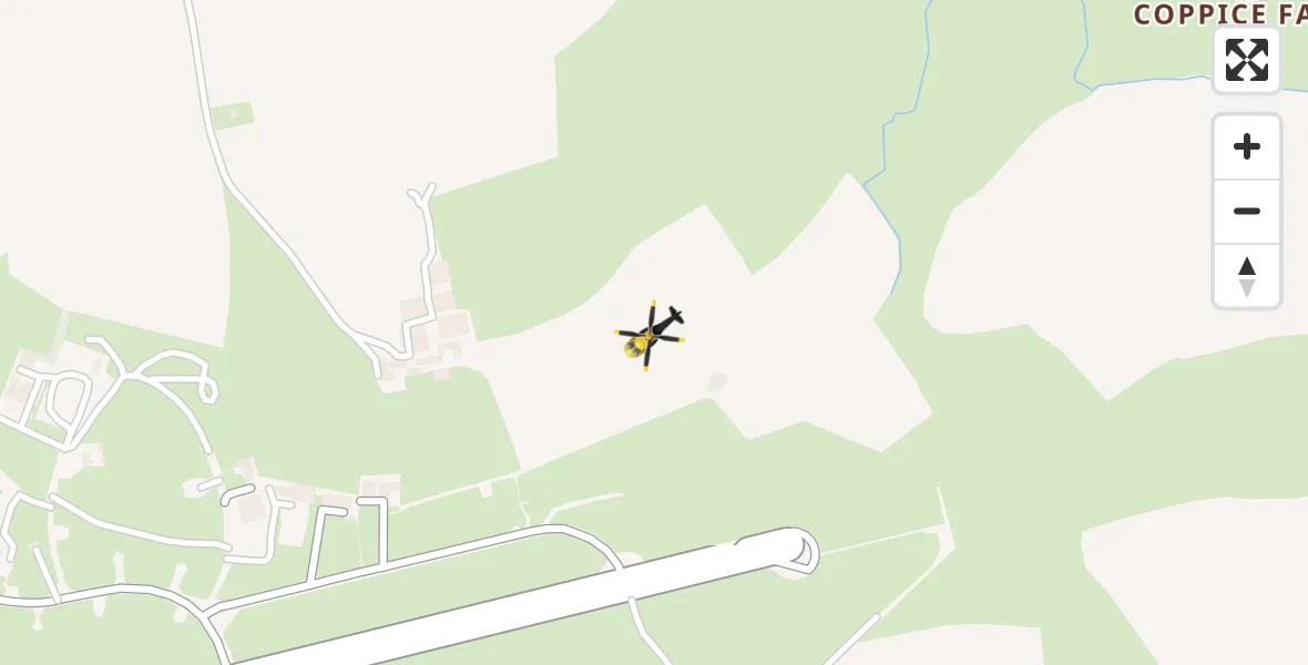 Flight path map showing Police Helicopter route from Exeter International Airport to Exeter International Airport