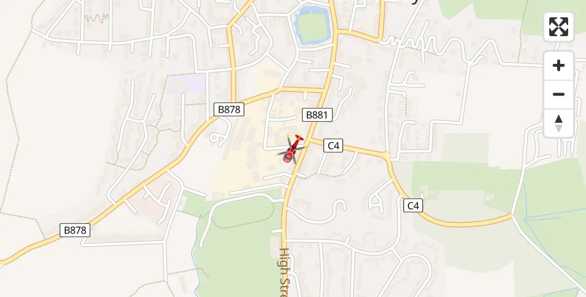 Flight path map showing Air Ambulance Helicopter route from Inner Seas to Inner Seas