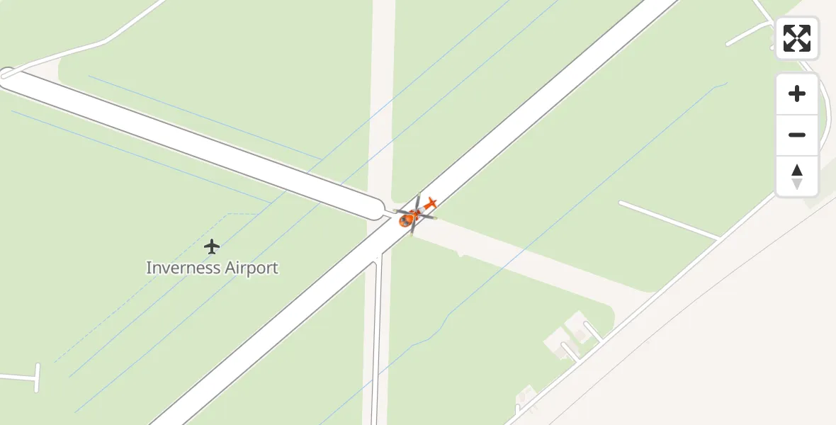 Flight path map showing Coastguard Helicopter route from Inverness Airport to Inverness Airport