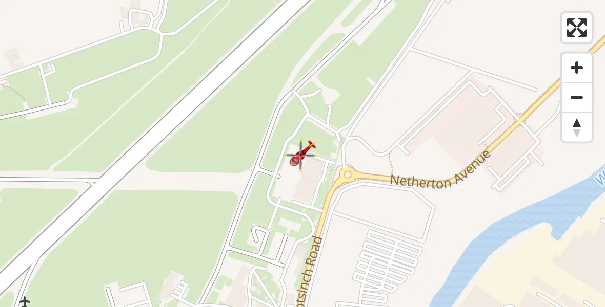 Flight path map showing Air Ambulance Helicopter route from Glasgow Airport to Glasgow Airport