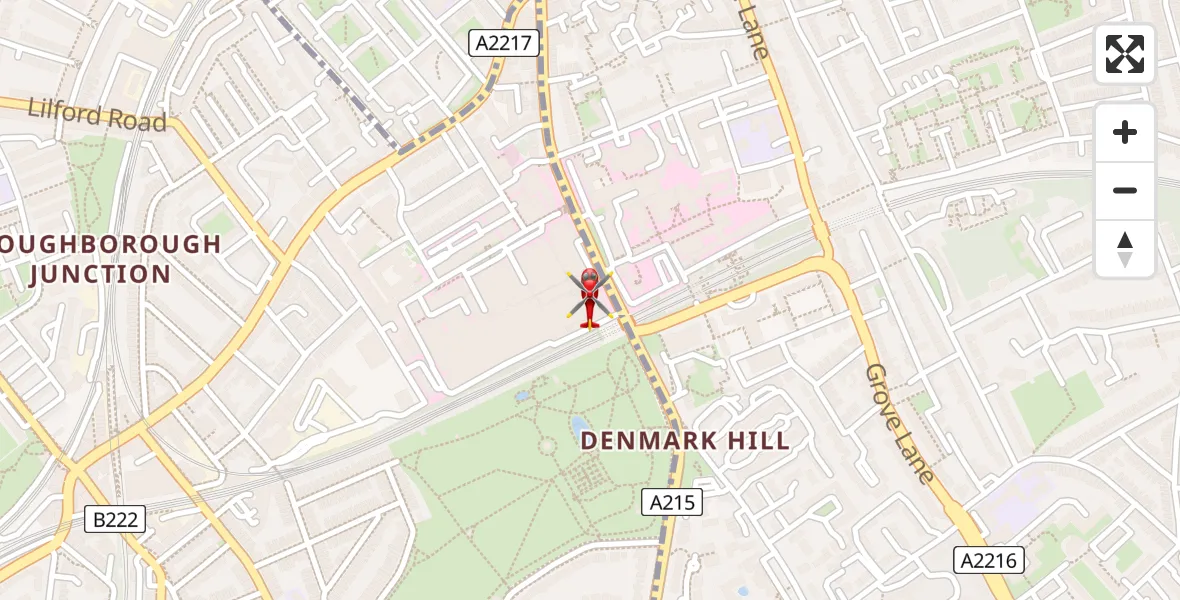 Flight path map showing Air Ambulance Helicopter route from Kings College London Hospital to Kings College London Hospital