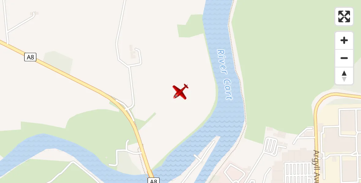 Flight path map showing Air Ambulance Aircraft route from Renfrew to Renfrew