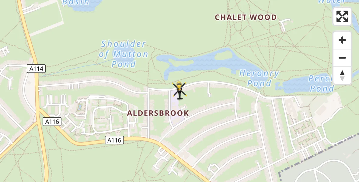 Flight path map showing Police Helicopter route from Greater London to Greater London