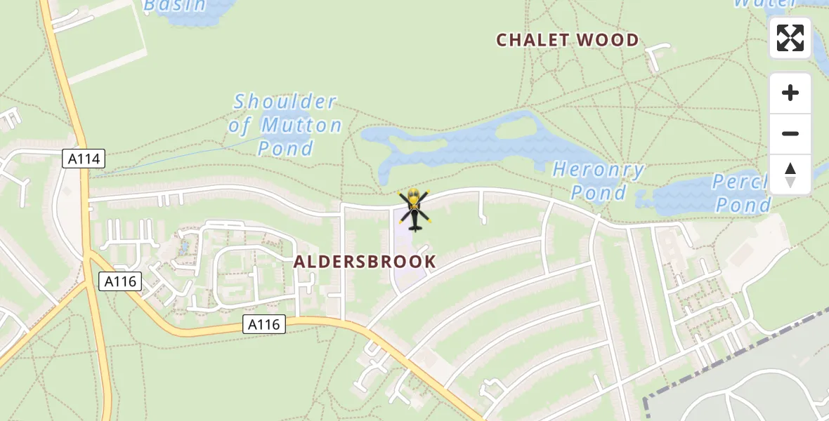 Flight path map showing Police Helicopter route from Greater London to Greater London