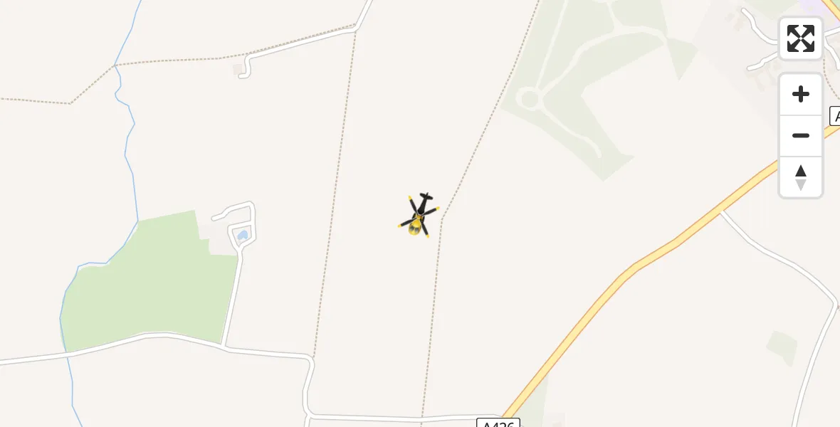 Flight path map showing Police Helicopter route from Leamington Hastings CP to Leamington Hastings CP