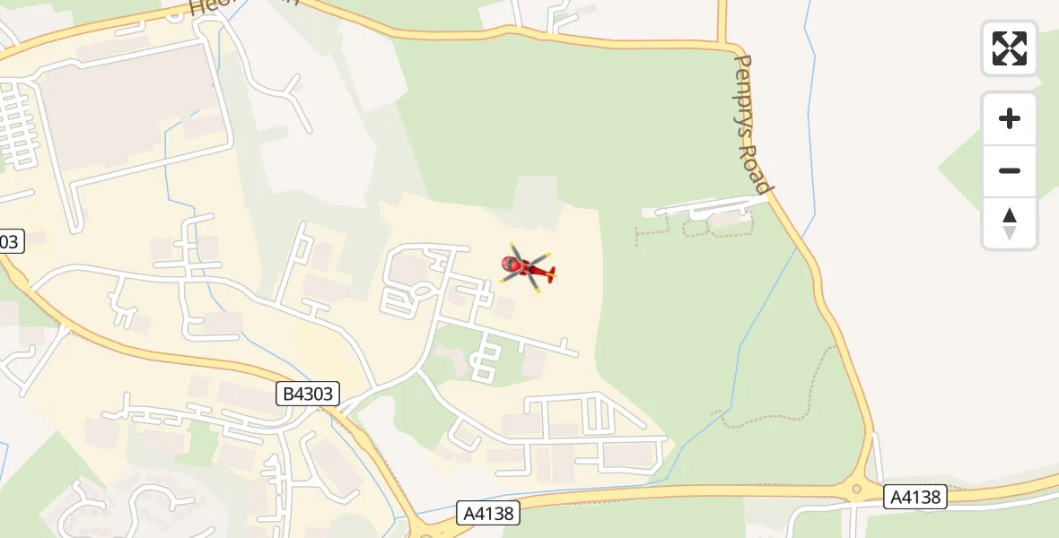 Flight path map showing Air Ambulance Helicopter route from Dafen to Dafen