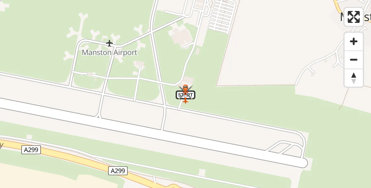 Flight path map showing Coastguard Helicopter route from Manston Airport to Manston Airport