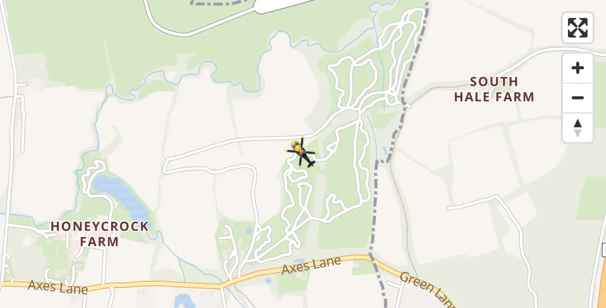 Flight path map showing Police Helicopter route from Redhill Aerodrome to Redhill Aerodrome