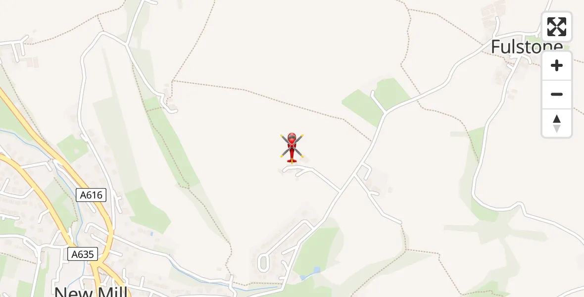 Flight path map showing Air Ambulance Helicopter route from New Mill to New Mill
