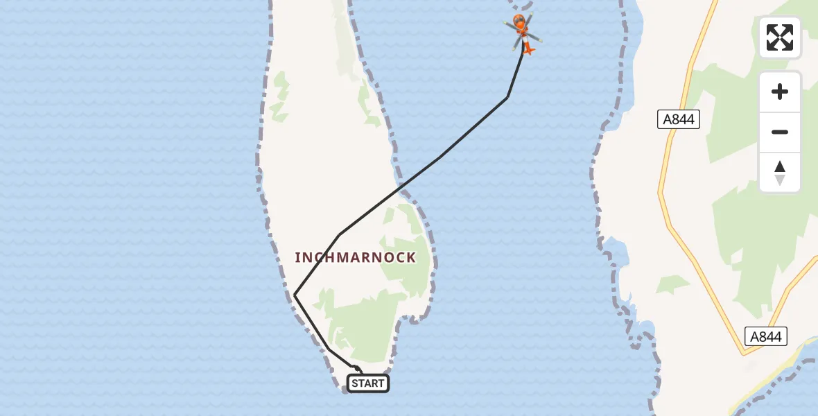 Flight path map showing Coastguard Helicopter route from Inner Seas to Inner Seas