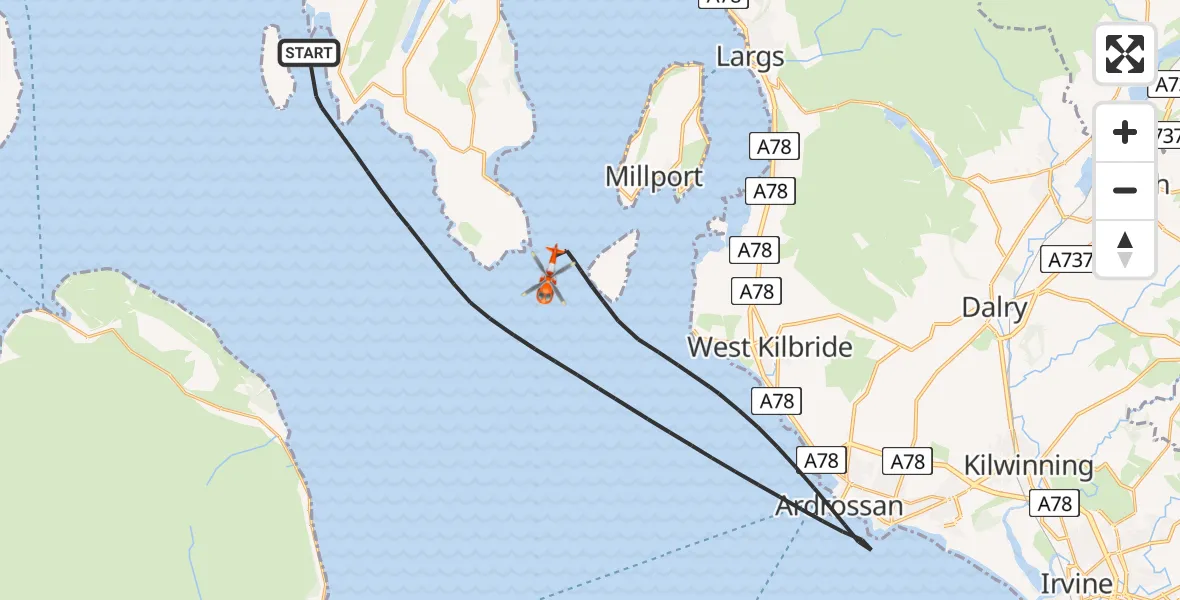 Routekaart van de vlucht: Coastguard Helicopter to Inner Seas