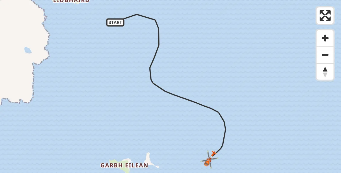 Flight path map showing Coastguard Helicopter route from Inner Seas to Inner Seas