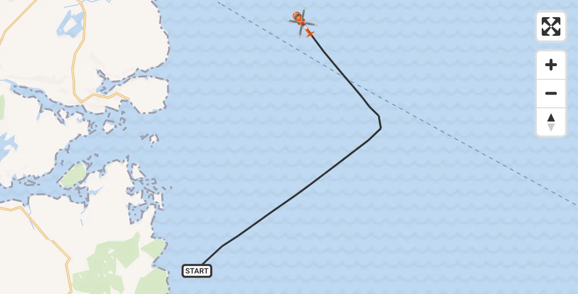 Flight path map showing Coastguard Helicopter route from Inner Seas to Inner Seas