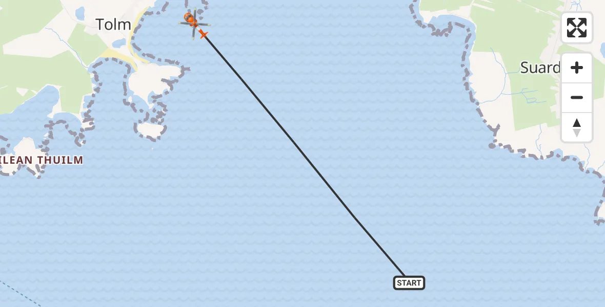 Flight path map showing Coastguard Helicopter route from Inner Seas to Inner Seas