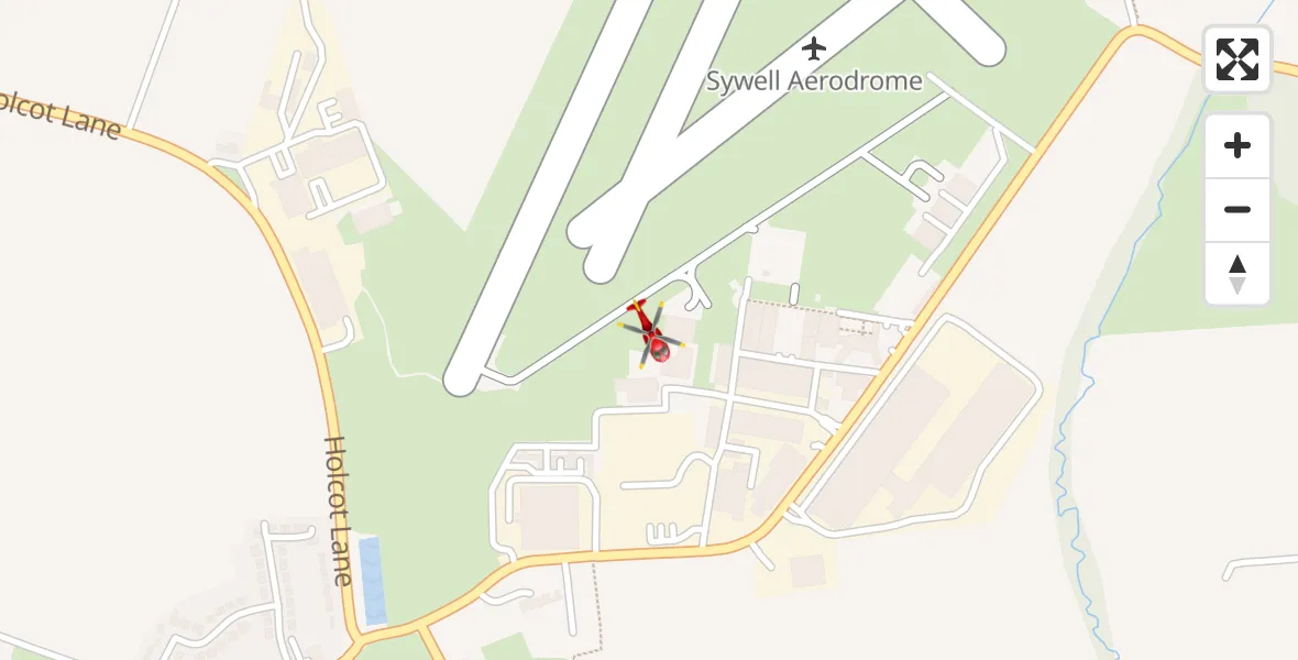 Flight path map showing Air Ambulance Helicopter route from Sywell Aerodrome to Sywell Aerodrome