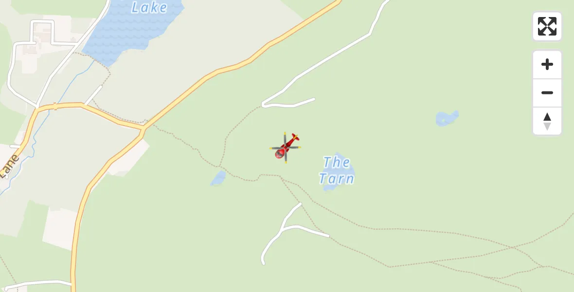 Flight path map showing Air Ambulance Helicopter route from Scorton to Scorton