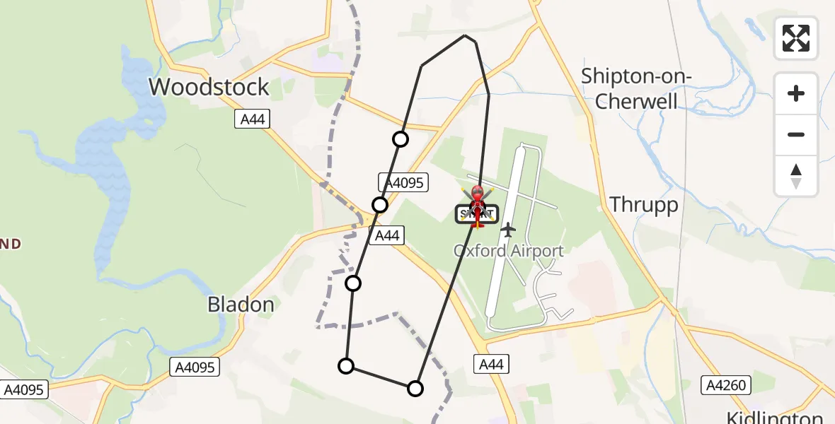 Routekaart van de vlucht: Air Ambulance Helicopter to London Oxford Airport