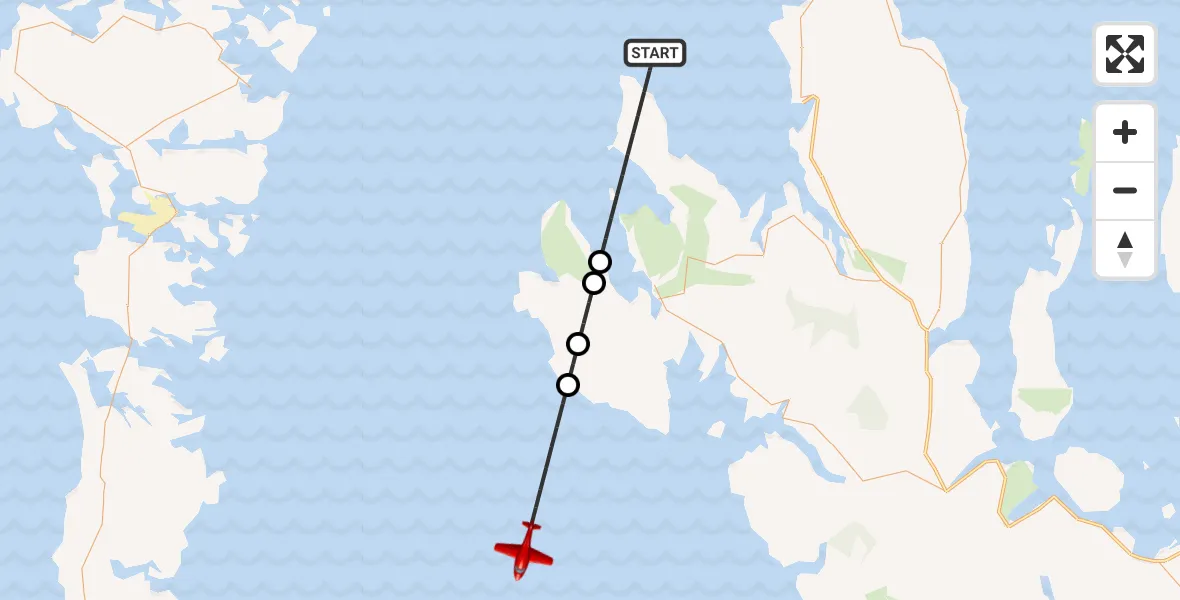 Flight path map showing Air Ambulance Aircraft route from Inner Seas to Inner Seas