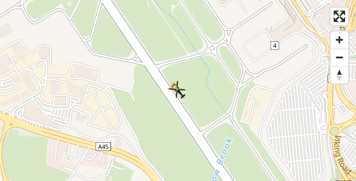 Flight path map showing Police Helicopter route from Birmingham Airport to Birmingham Airport