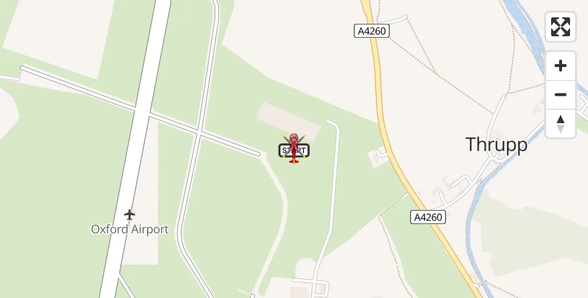 Flight path map showing Air Ambulance Helicopter route from London Oxford Airport to London Oxford Airport