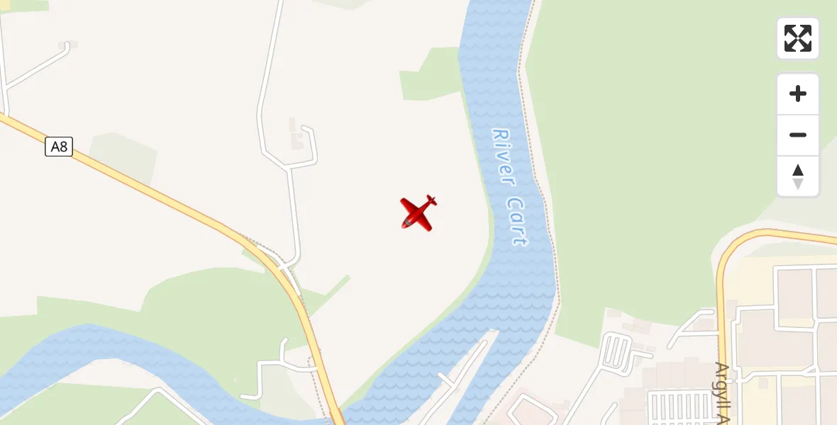 Flight path map showing Air Ambulance Aircraft route from Renfrew to Renfrew