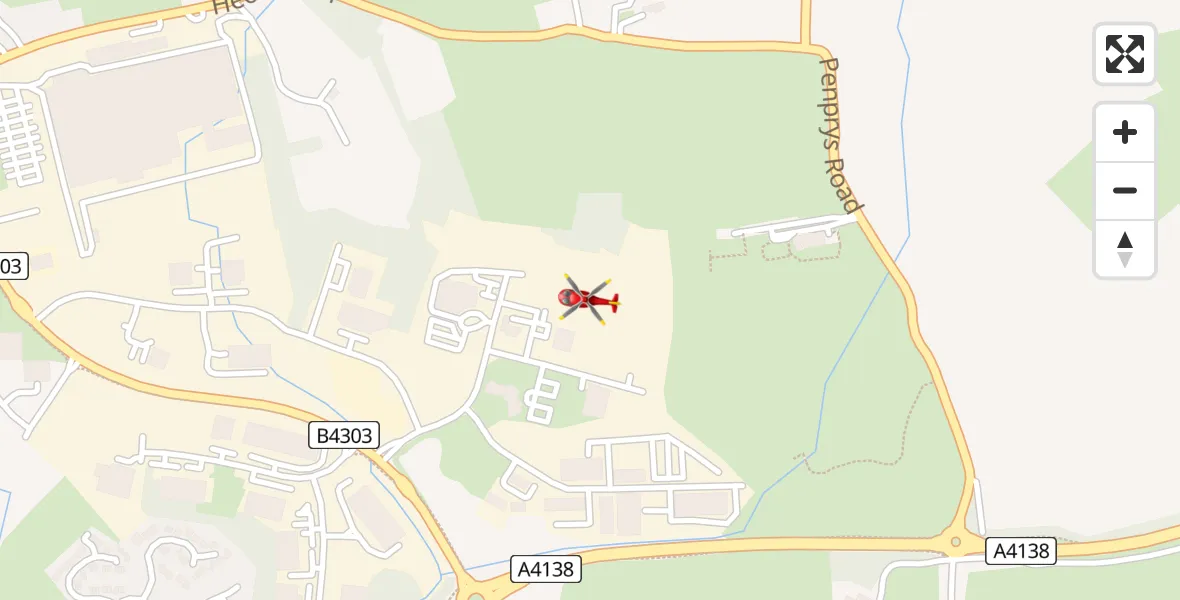 Flight path map showing Air Ambulance Helicopter route from Dafen to Dafen