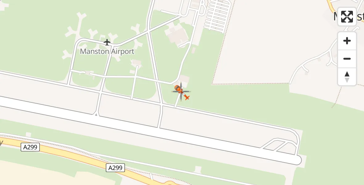 Flight path map showing Coastguard Helicopter route from Manston Airport to Manston Airport